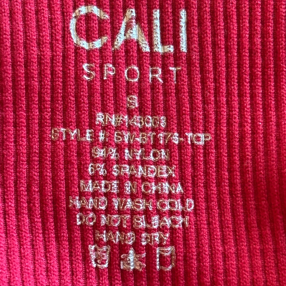 Tomato Red Ribbed Cropped Tank Top Small - Picture 3 of 3